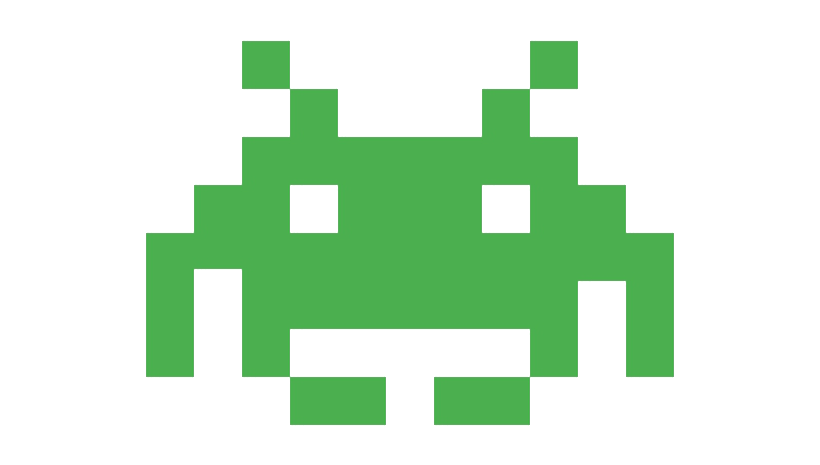 space invaders text logo